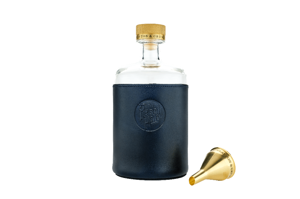 Blue Leather Wrapped Decanter - Rabbit Hole Distillery